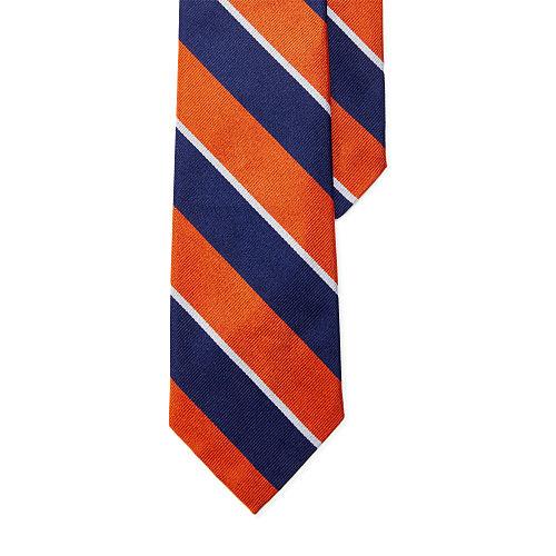 Polo Ralph Lauren Striped Silk Repp Narrow Tie Orange