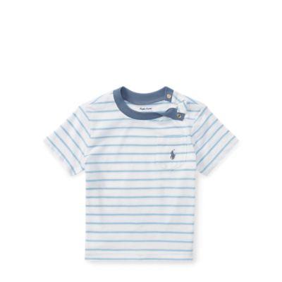 Ralph Lauren Striped Cotton Jersey T-shirt White/blueebell 24m