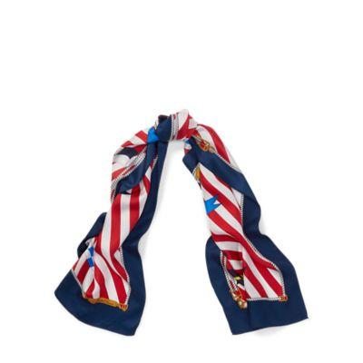 Ralph Lauren Nautical Silk Scarf Lipstick Red
