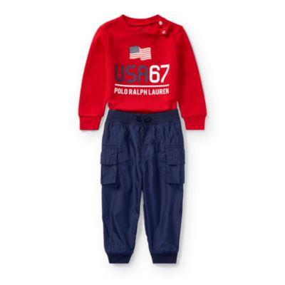 Ralph Lauren Graphic T-shirt & Pant Set Martin Red 6m