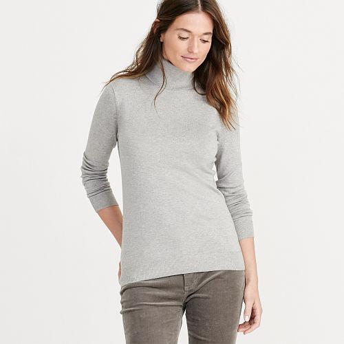 Ralph Lauren Lauren Stretch Silk Turtleneck Platinum Heather