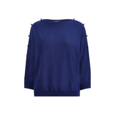 Ralph Lauren Button-sleeve Cotton Top True Sapphire