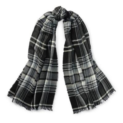 Ralph Lauren Flannel Plaid Scarf Black/cream
