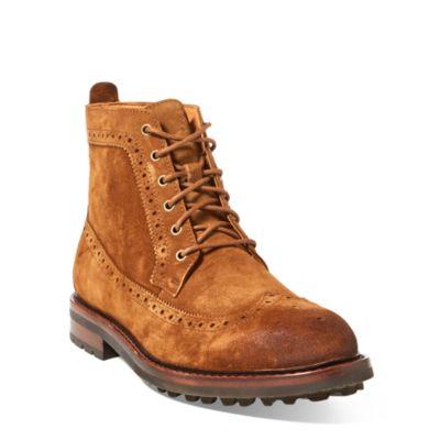 Ralph Lauren Nickson Suede Wingtip Boot Snuff