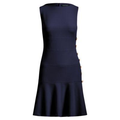 Ralph Lauren Button-trim Crepe Dress Lighthouse Nvy