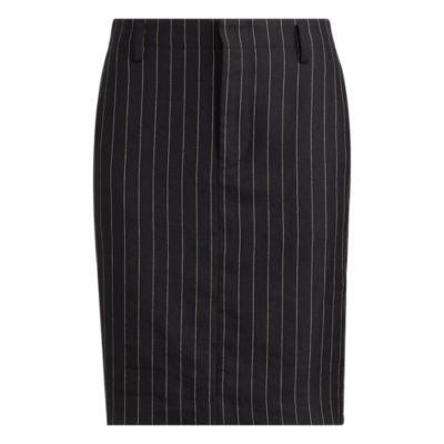 Ralph Lauren Stripe Linen-wool Pencil Skirt Black/cream Pinstripe