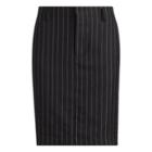 Ralph Lauren Stripe Linen-wool Pencil Skirt Black/cream Pinstripe