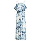 Ralph Lauren Floral Cold-shoulder Maxidress White-blue-multi