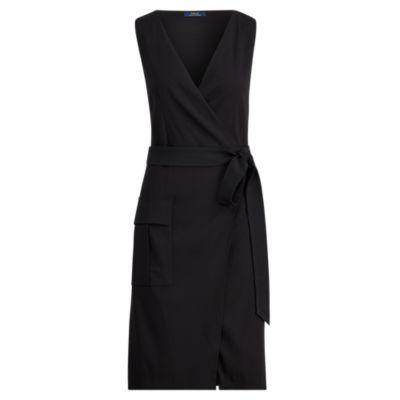 Ralph Lauren Stretch Cady Wrap Dress Polo Black