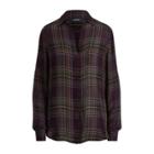 Ralph Lauren Plaid Roll-cuff Shirt Purple Multi Xsp