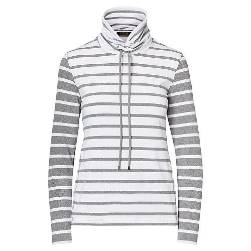 Ralph Lauren Golf Striped Funnelneck Pullover White/grey Hthr