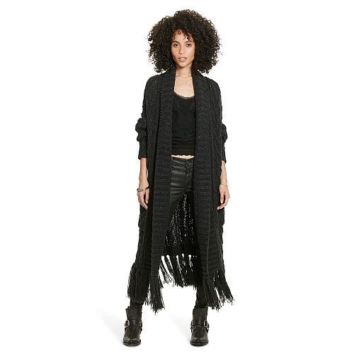 Ralph Lauren Denim & Supply Fringed Open-front Cardigan Charcoal