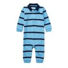 Ralph Lauren Striped Cotton Rugby Coverall Suffield Blue Multi 12m