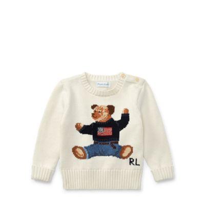 Ralph Lauren Polo Bear Cotton Sweater Warm White 9m