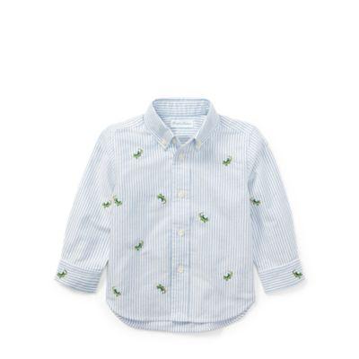 Ralph Lauren Striped Cotton Oxford Shirt Blue Multi 9m