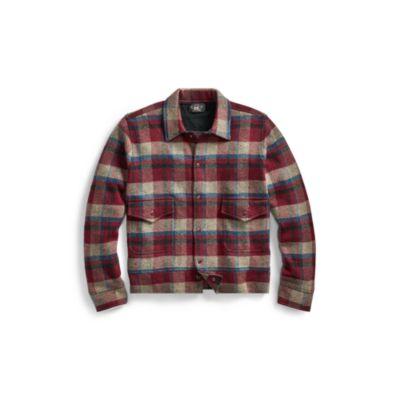 Ralph Lauren Plaid Wool-cashmere Jacket Burgundy Plaid