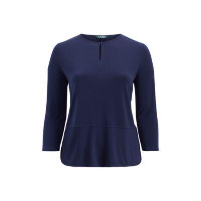 Ralph Lauren Keyhole Stretch Jersey Top Capri Navy