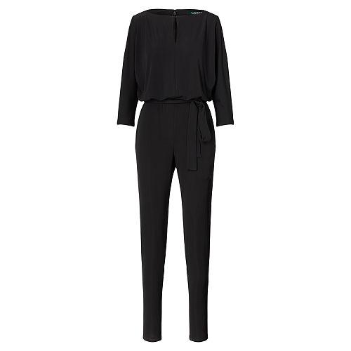 Ralph Lauren Lauren Jersey Keyhole Jumpsuit Polo Black