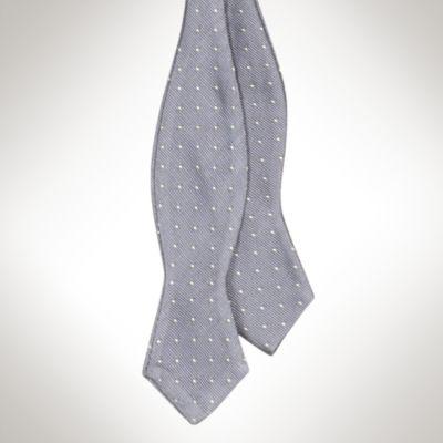 Ralph Lauren Regency Dot Silk Repp Bow Tie Silver