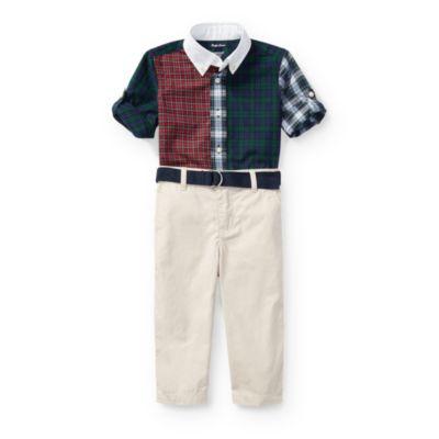Ralph Lauren Shirt, Pant & Belt Set Navy Multi 3m
