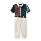 Ralph Lauren Shirt, Pant & Belt Set Navy Multi 3m