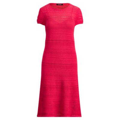 Ralph Lauren Pointelle-knit Cotton Dress Pink Poppy