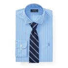 Ralph Lauren Slim Fit Striped Poplin Shirt 2246a Capri Blue/white