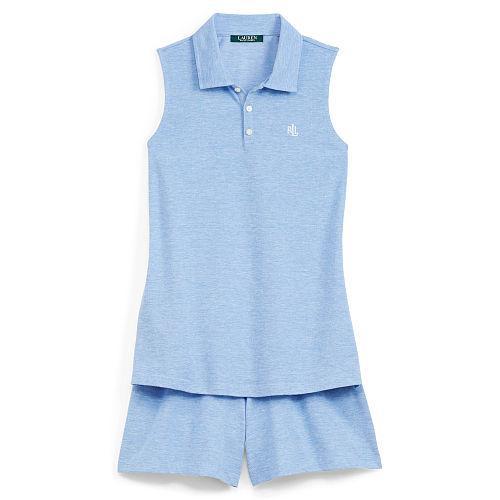 Ralph Lauren Lauren Piqu Sleep Polo & Short Set Club Blue