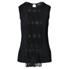 Ralph Lauren Macram Sleeveless Sweater Black