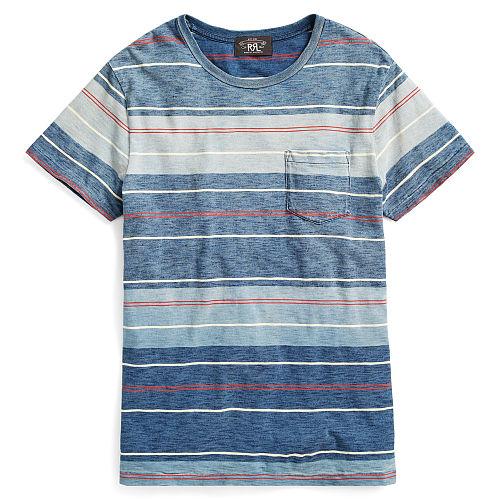 Ralph Lauren Rrl Striped Cotton Pocket T-shirt