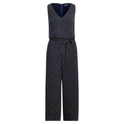 Ralph Lauren Crepe Wide-leg Jumpsuit Navy-brushstroke Tn