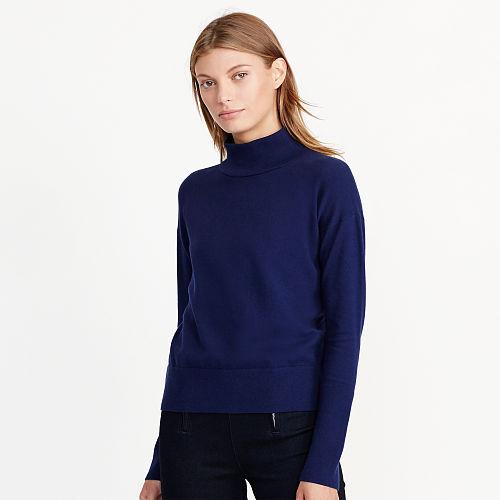 Ralph Lauren Lauren Cotton Turtleneck Sweater Navy