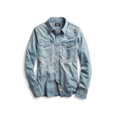 Ralph Lauren Indigo Denim Western Shirt Medium Wash