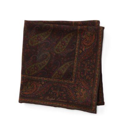 Ralph Lauren Paisley Silk Pocket Square Brown/olive