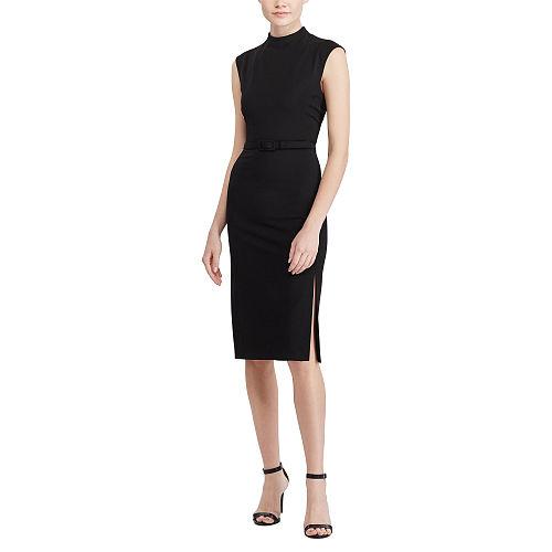 Ralph Lauren Lauren Mockneck Sheath Dress Black