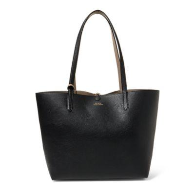 Ralph Lauren Reversible Faux Leather Tote Black/taupe