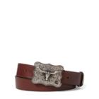 Ralph Lauren Longhorn-buckle Leather Belt Dark Brown