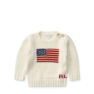 Ralph Lauren Flag Cotton Sweater Chic Cream 18m