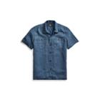 Ralph Lauren Anchor-print Linen Camp Shirt Rl 988 Blue Cream