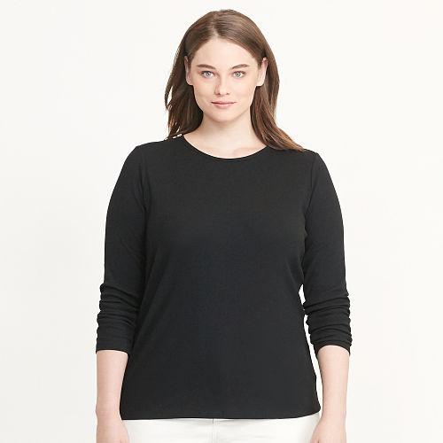 Ralph Lauren Lauren Woman Zip-shoulder Cotton Tee Black