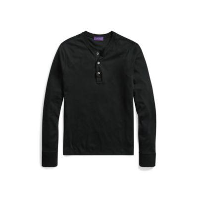Ralph Lauren Cotton Interlock Henley Shirt Polo Black