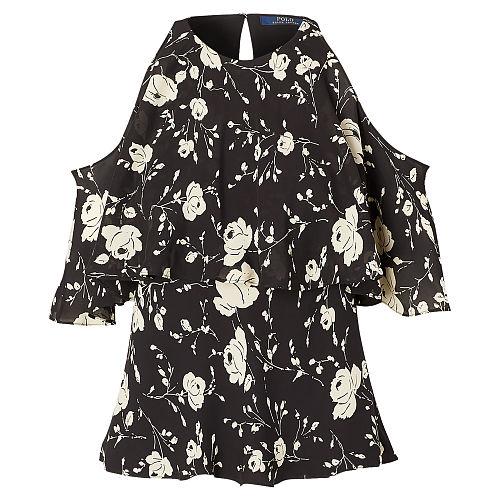Polo Ralph Lauren Cutout-shoulder Silk Blouse Tylr Flrl