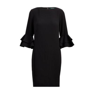 Ralph Lauren Ruffle-sleeve Crepe Dress Polo Black