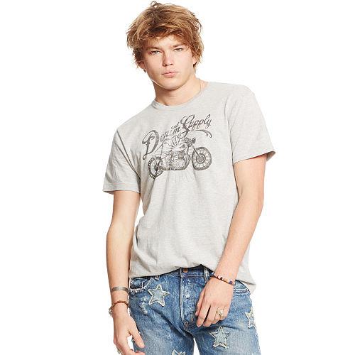 Ralph Lauren Denim & Supply Cotton Jersey Graphic Tee Granite Heather