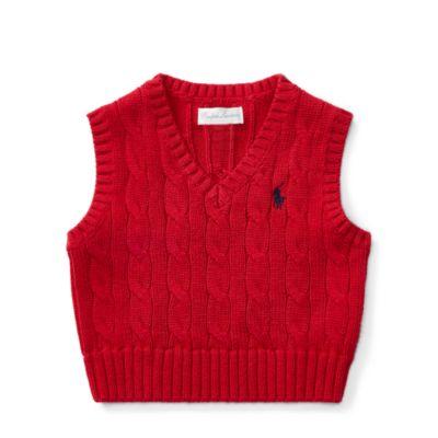Ralph Lauren Cable-knit Cotton Vest Martin Red 3m