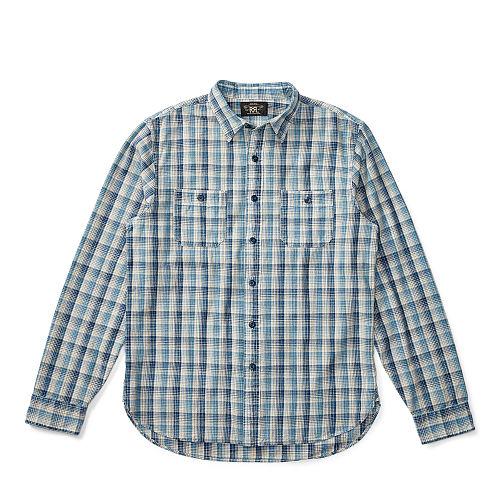 Ralph Lauren Rrl Reliance Slim Cotton Shirt Rl 882 Indigo Cream