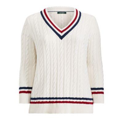 Ralph Lauren Cable-knit Cricket Sweater Cream/navy/crimson