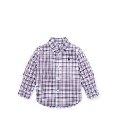 Ralph Lauren Plaid Cotton Oxford Shirt Blue/red Multi 12m
