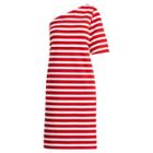 Ralph Lauren Striped One-shoulder Dress Lipstick Red/soft White