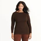 Ralph Lauren Lauren Woman Jersey Boatneck Top Chocolate